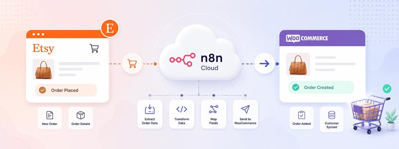 Effortlessly Automate Etsy Orders to WooCommerce Using n8n Cloud